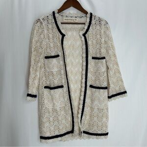 Shirtaporter lace cardigan cream sheer size large long line